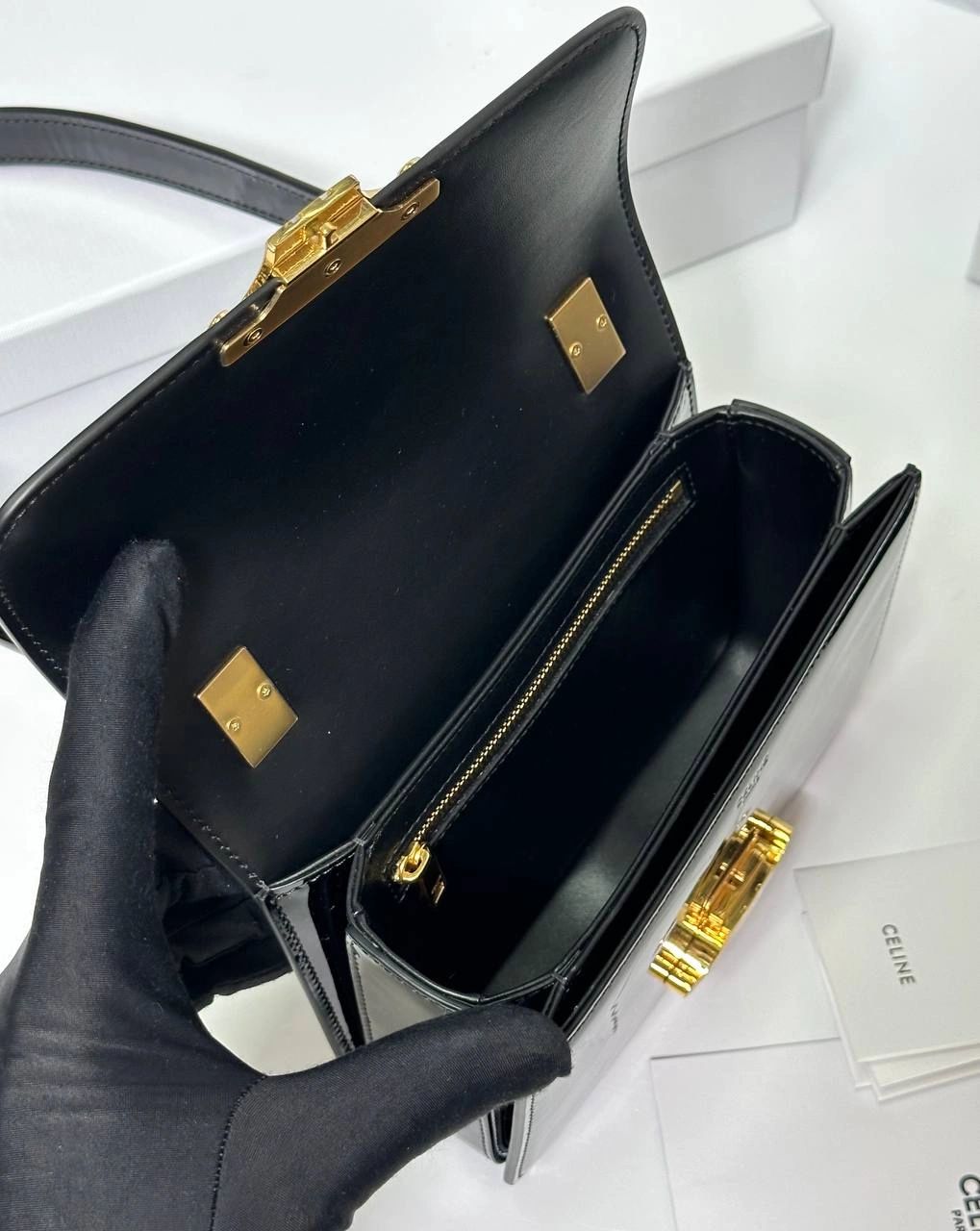 Celine teen Garance bag in patent Calfskin black - Image 8