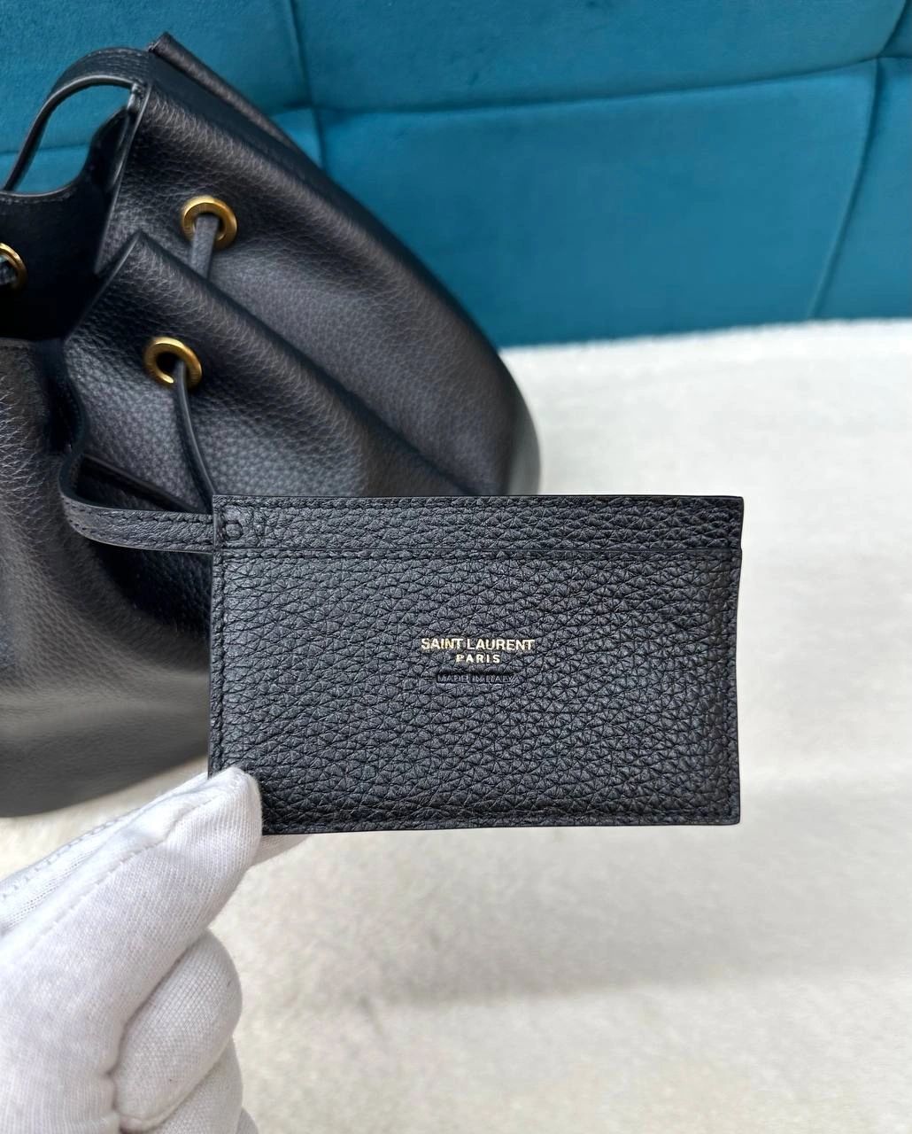 Saint Laurent Paris VII small Hobo IN GRAINED LEATHER black - Image 8