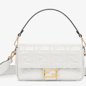 FENDI Baguette white leather bag