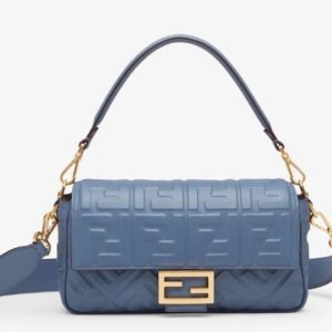 FENDI Baguette blue nappa leather bag
