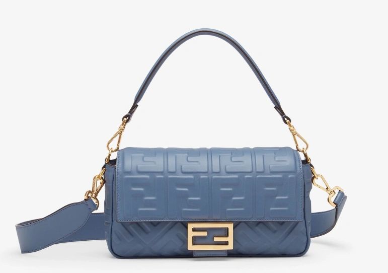 FENDI Baguette blue nappa leather bag