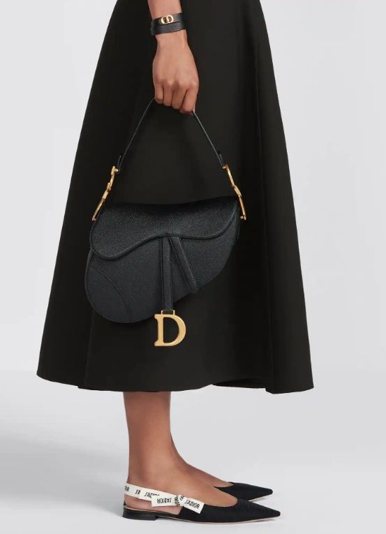 Dior Saddle Bag With Strap Black Grained Calfskin - Image 6