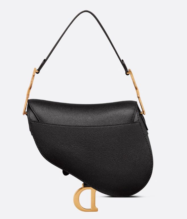 Dior Saddle Bag With Strap Black Grained Calfskin - Image 2