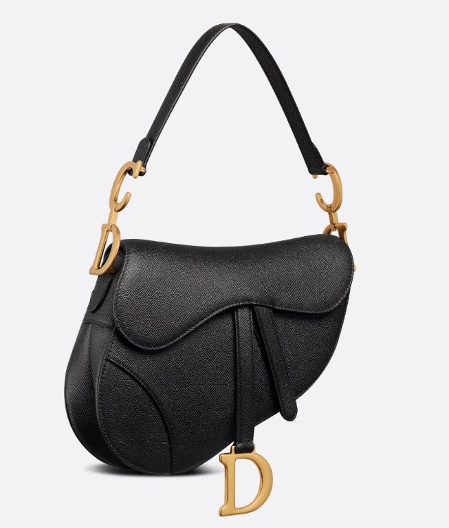 Dior Saddle Bag With Strap Black Grained Calfskin - Image 3
