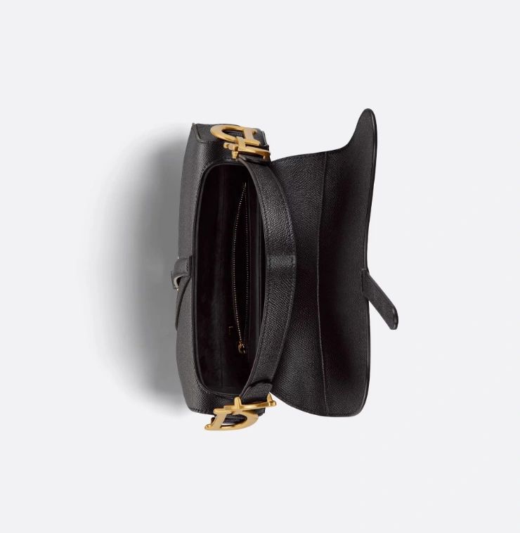 Dior Saddle Bag With Strap Black Grained Calfskin - Image 5