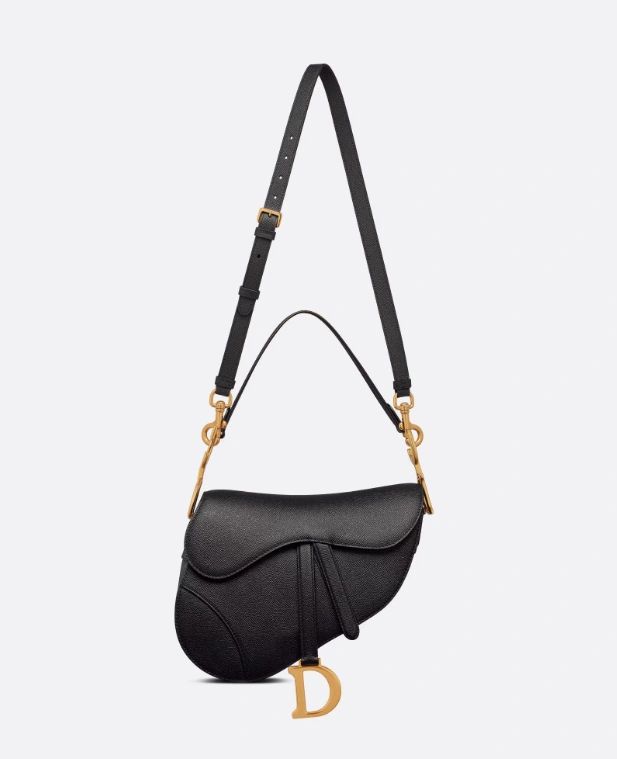 Dior Saddle Bag With Strap Black Grained Calfskin - Image 4