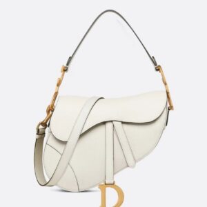 DIior Saddle Bag With Strap white Grained Calfskin