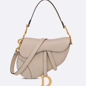 Dior Saddle Bag With Strap Beige Grained Calfskin