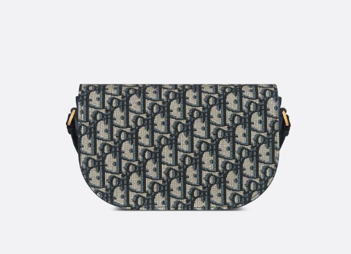 DIOR CD Signature Bag with Strap Blue Oblique Jacquard - Image 2