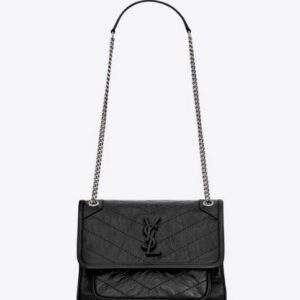 Saint Laurent Niki baby in vintage leather bag Black