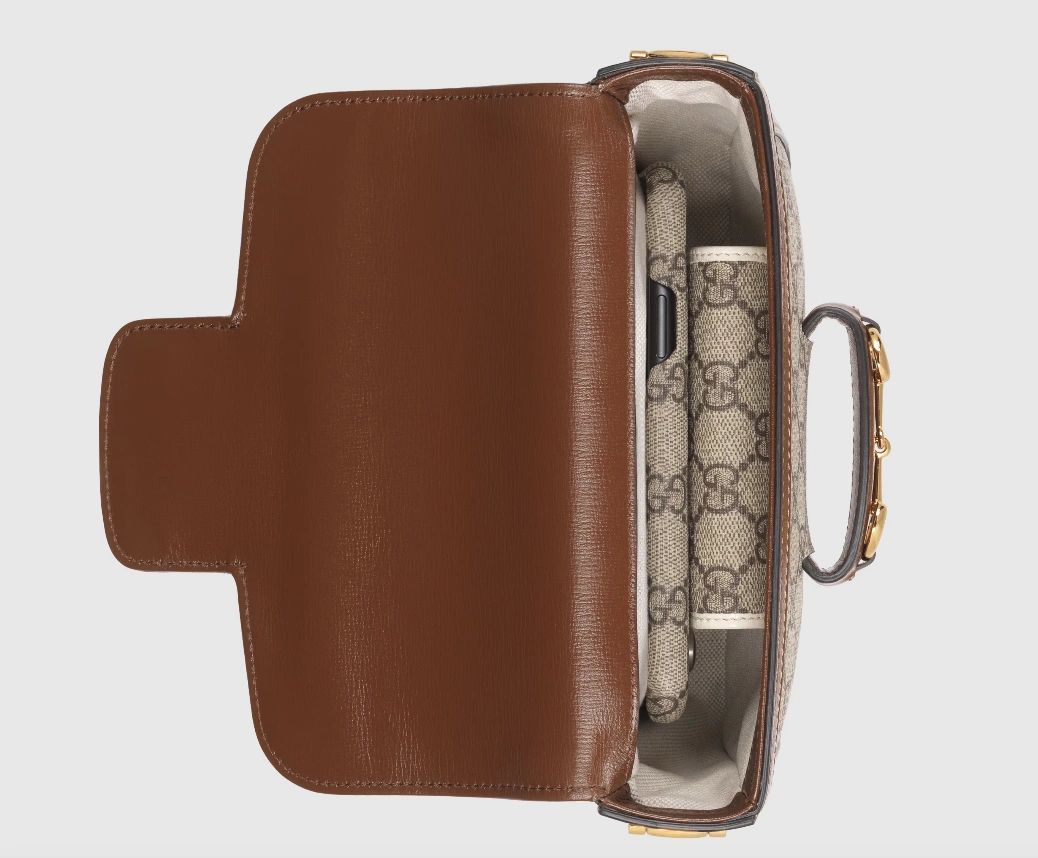 Gucci Horsebit 1955 Mini Bag Beige and ebony GG Supreme canvas - Image 3