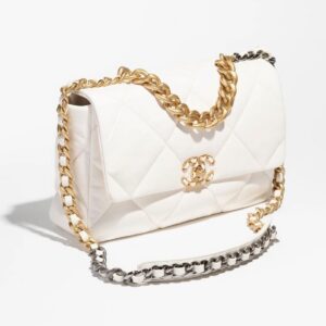 CHANEL 19 Large Handbag white