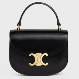 Celine mini besace clea in shiny black calfskin