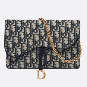 Dior SADDLE POUCH Blue Oblique Jacquard