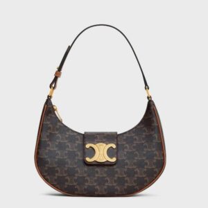 Celine MEDIUM AVA TRIOMPHE BAG IN TRIOMPHE CANVAS AND CALFSKIN TAN