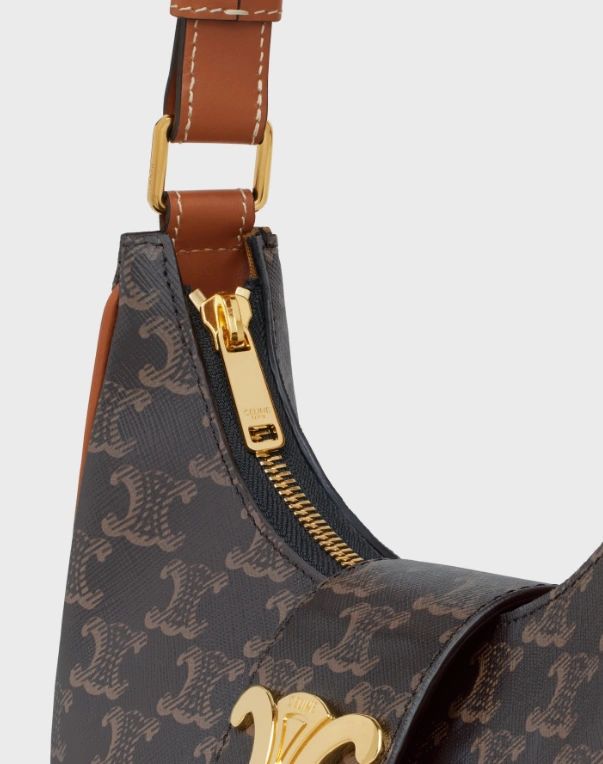 Celine MEDIUM AVA TRIOMPHE BAG IN TRIOMPHE CANVAS AND CALFSKIN TAN - Image 4
