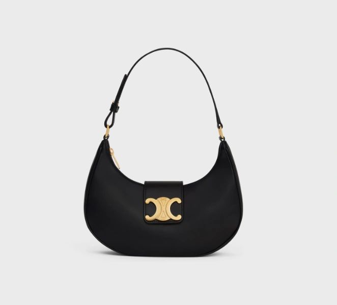 Celine medium Ava Triomphe Bag in smooth calfskin black
