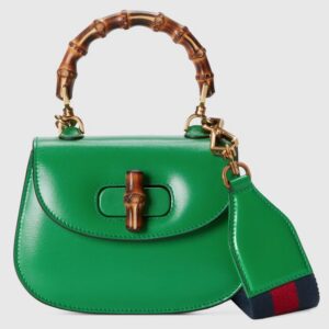 Gucci bamboo 1947 mini top handle bag Green leather