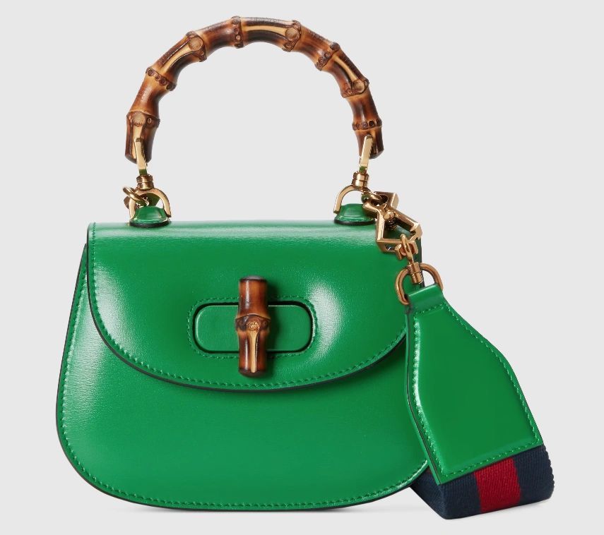 Gucci bamboo 1947 mini top handle bag Green leather