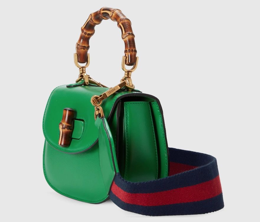 Gucci bamboo 1947 mini top handle bag Green leather - Image 3