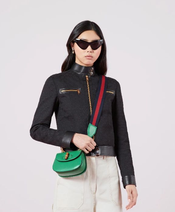 Gucci bamboo 1947 mini top handle bag Green leather - Image 7