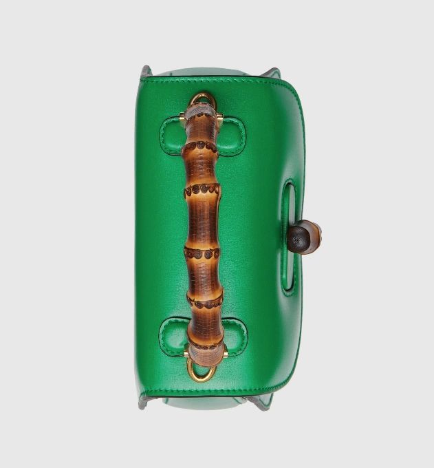 Gucci bamboo 1947 mini top handle bag Green leather - Image 4