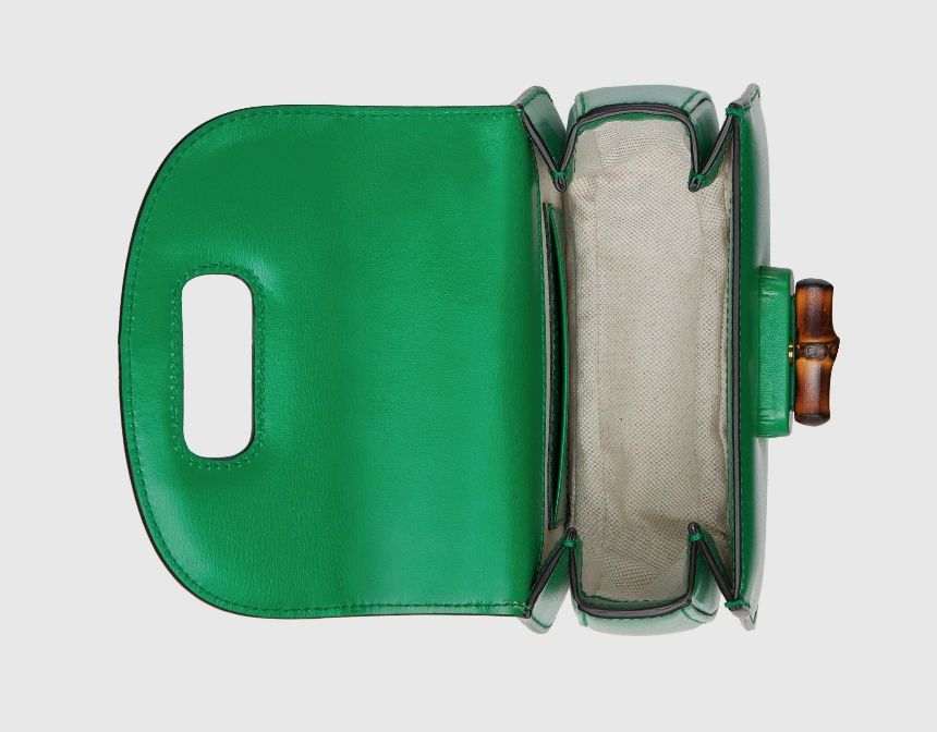 Gucci bamboo 1947 mini top handle bag Green leather - Image 5