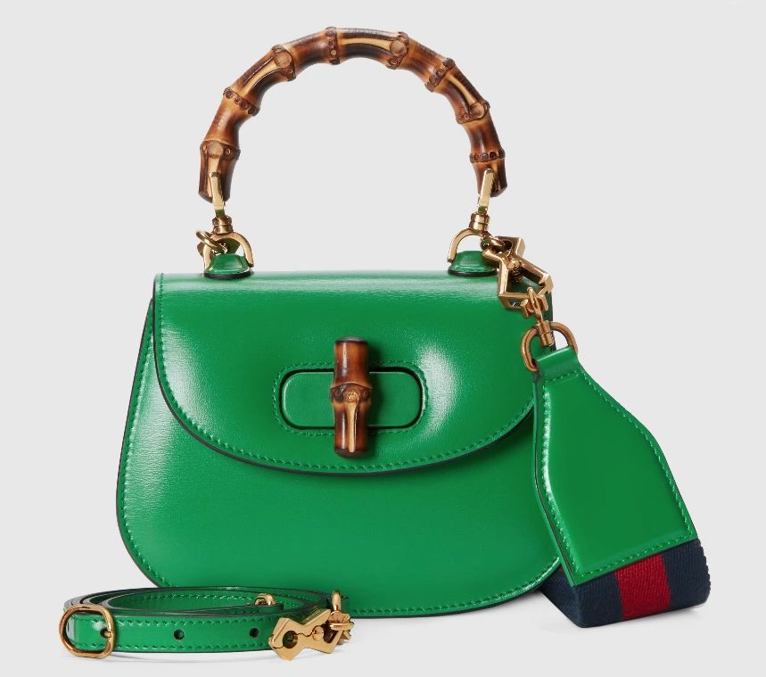 Gucci bamboo 1947 mini top handle bag Green leather - Image 2