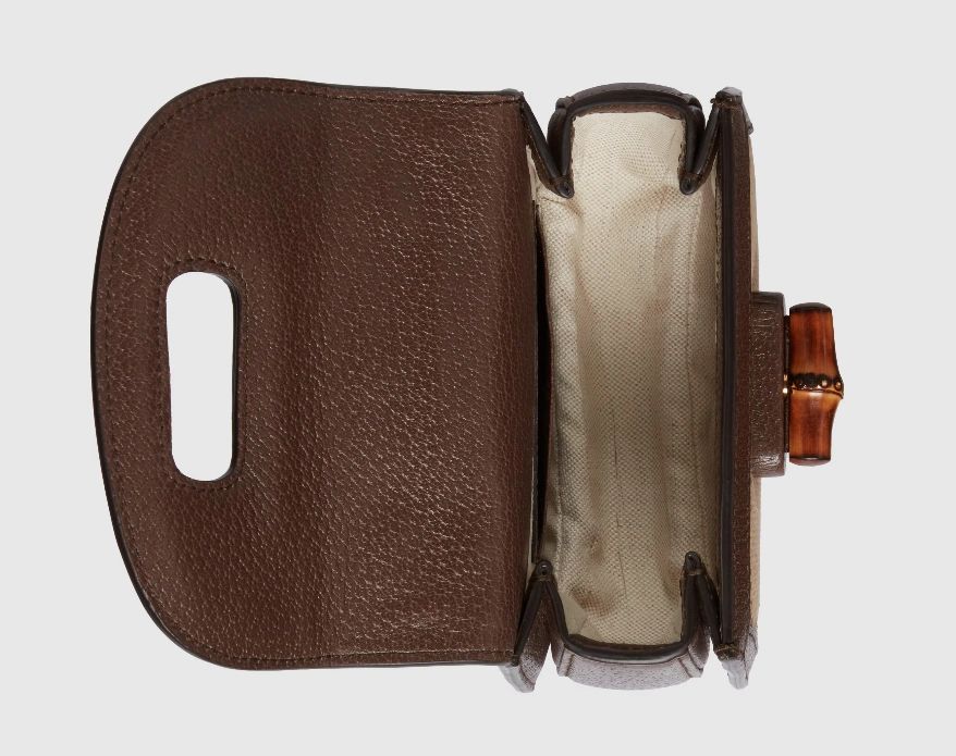 Gucci Bamboo 1947 Mini Top Handle Bag Camel and ebony jumbo GG canvas - Image 5