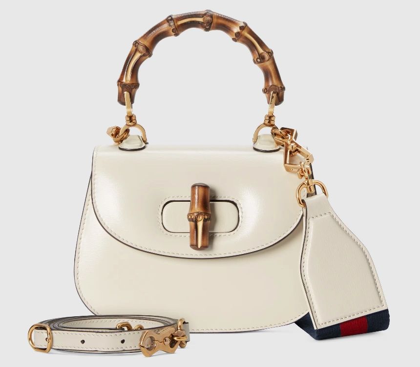 Gucci Bamboo 1947 mini top handle bag White leather