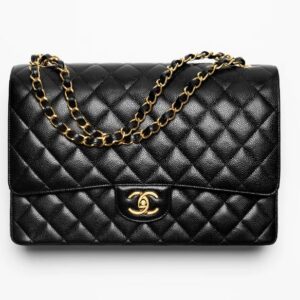 CHANEL LARGE CLASSIC HANDBAG Grained Calfskin & Gold-Tone Metal black