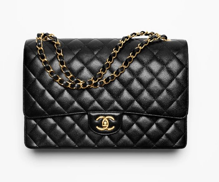 CHANEL LARGE CLASSIC HANDBAG Grained Calfskin & Gold-Tone Metal black