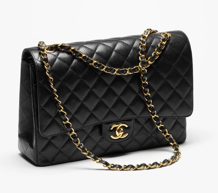 CHANEL LARGE CLASSIC HANDBAG Grained Calfskin & Gold-Tone Metal black - Image 2