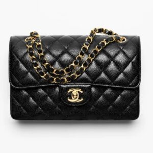 CHANEL SMALL CLASSIC HANDBAG Grained Calfskin & Gold-Tone Metal black