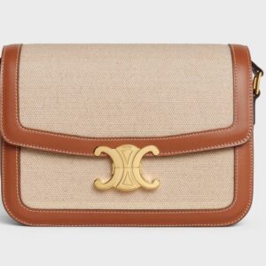 Celine CLASSIQUE TRIOMPHE BAG IN TEXTILE TAN