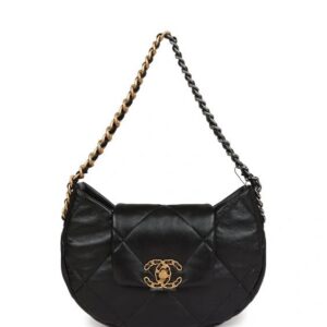 Chanel 19 Hobo Bag Black Lambskin Mixed Metal Hardware