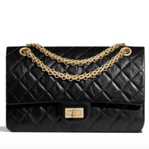 Chanel 2.55 HANDBAG Aged Calfskin & Gold-Tone Metal Black