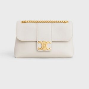 Celine medium VICTOIRE bag in supple calfskin white