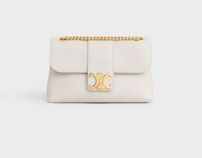 Celine medium VICTOIRE bag in supple calfskin white
