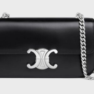 Celine CHAIN SHOULDER BAG CLAUDE IN SHINY CALFSKIN black/silver