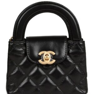 Chanel Nano Kelly Shopper Black Shiny Aged Calfskin
