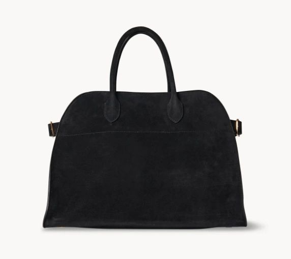 The Row Soft Margaux 15 Bag in Suede black