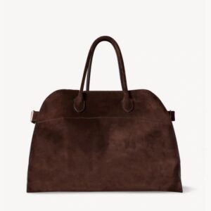 The Row Soft Margaux 15 Bag in Suede Mocha