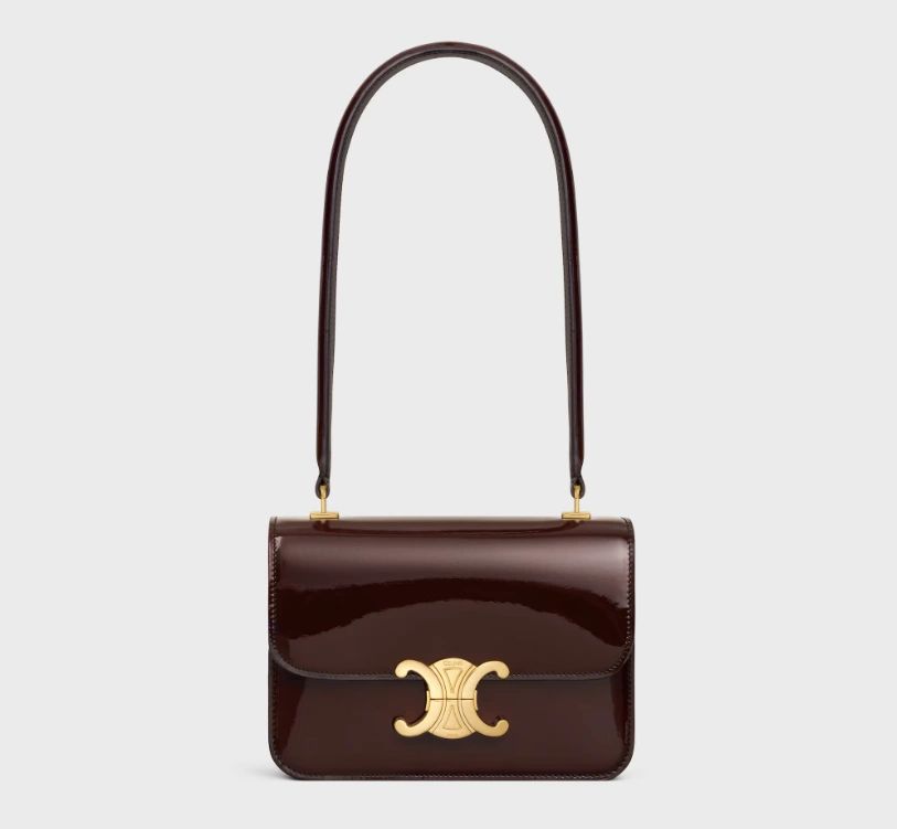 Celine teen Garance bag in patent Calfskin dark brown