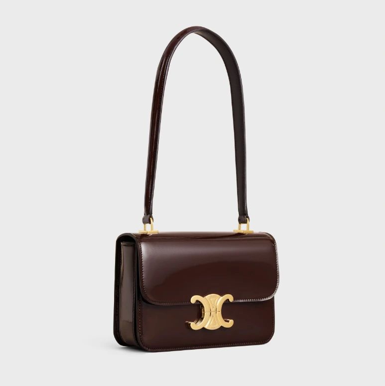 Celine teen Garance bag in patent Calfskin dark brown - Image 3