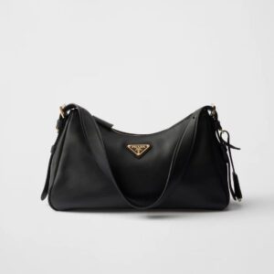 Prada Aimée medium leather shoulder bag black