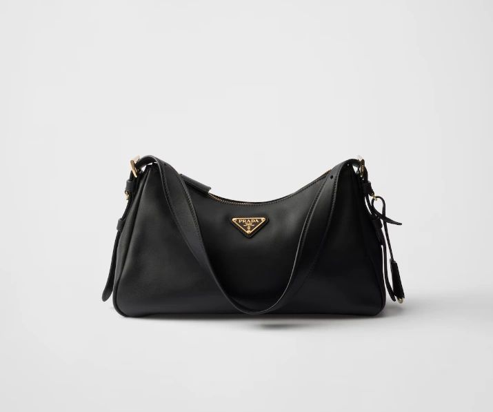 Prada Aimée medium leather shoulder bag black