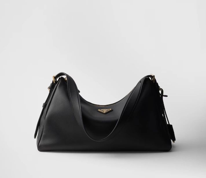 Prada Aimée large leather shoulder bag black
