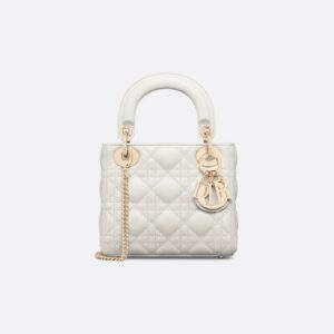 Mini Lady Dior Bag Cannage Lambskin white