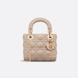 Mini Lady Dior Bag Cannage Lambskin Beige